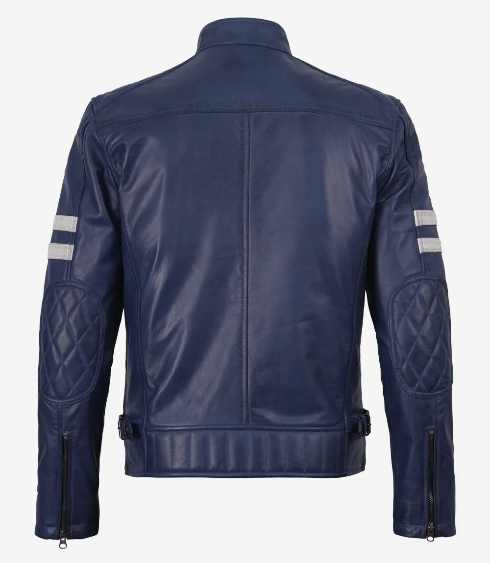 Marlowe Wax Cafe Racer Jacket with Stripes