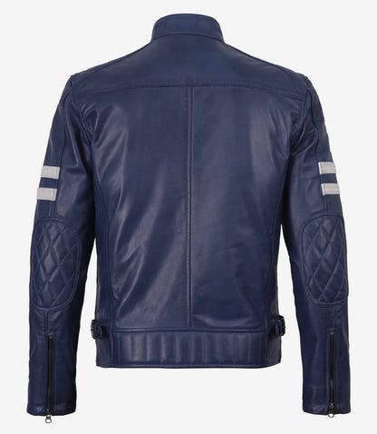 Marlowe Wax Cafe Racer Jacket with Stripes