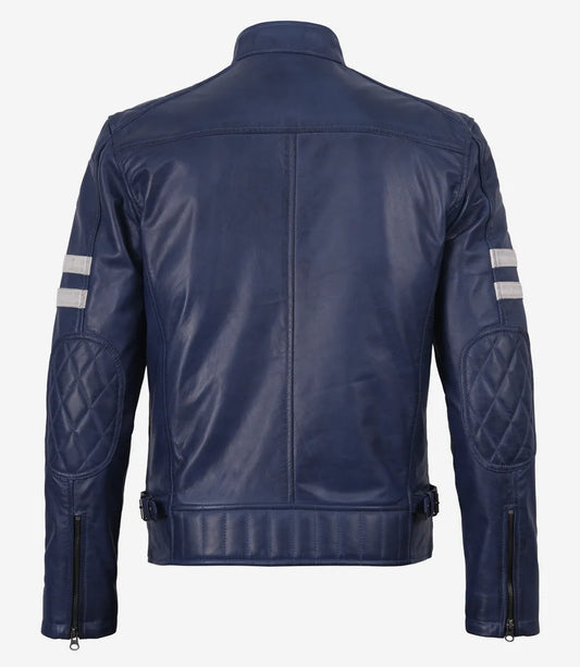 Marlowe Wax Cafe Racer Jacket with Stripes