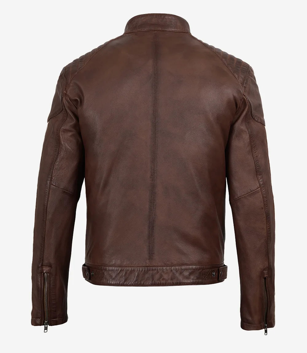 Ridgeway Cognac Waxed Cafe Racer Jacket