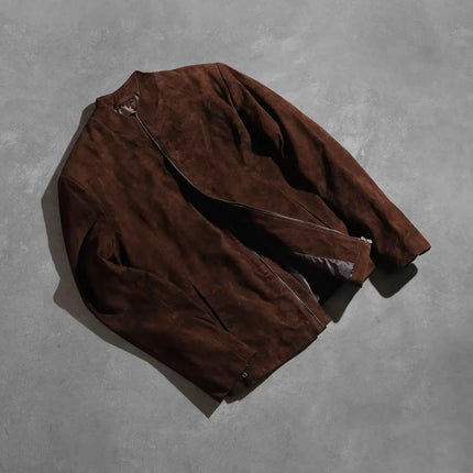 Mocha Suede Biker Jacket Men