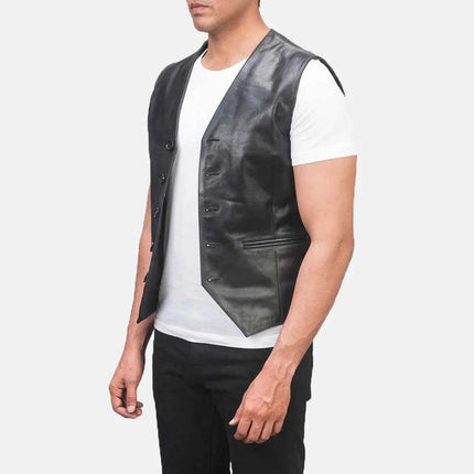 Men's Auden Black Leather Vest