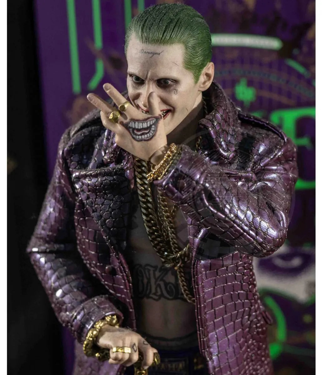 Joker Suicide Squad Inspired Purple Leather Trench Coat
