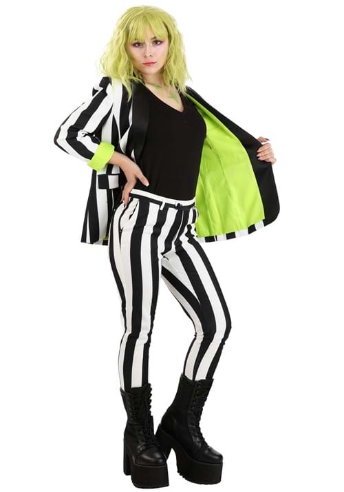 Women's White & Black Striped Blazer