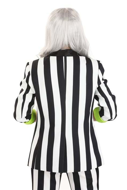 Women's White & Black Striped Blazer