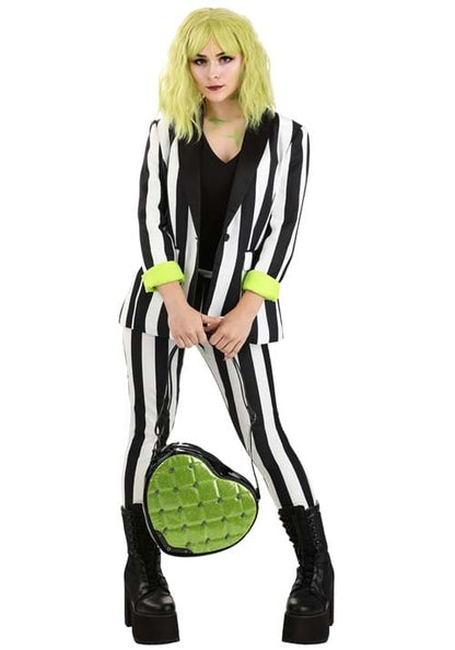 Women's White & Black Striped Blazer