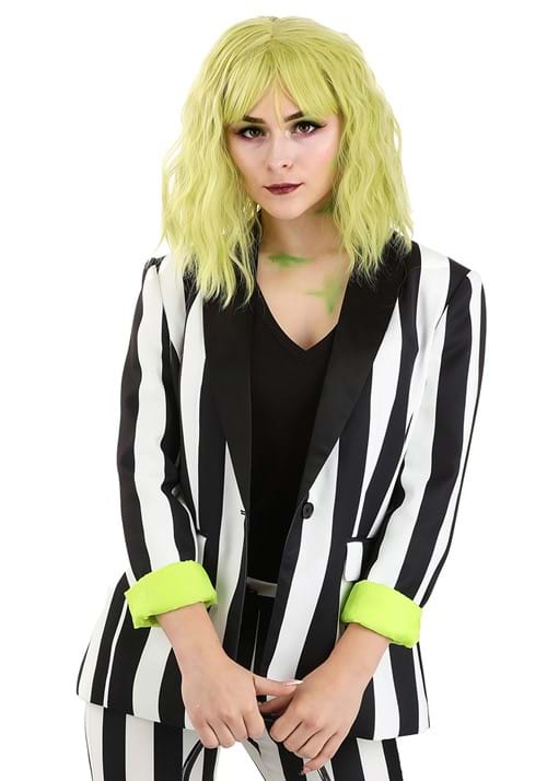 Women's White & Black Striped Blazer