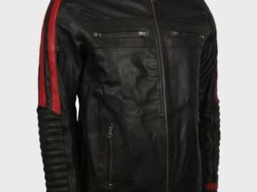Cafe Racer Red Striped Leather Jacket