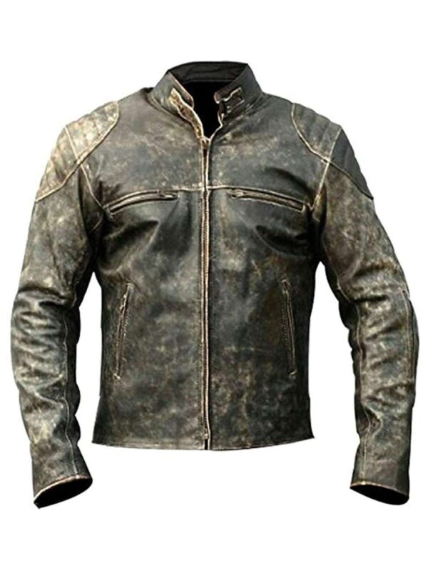 Men's Antique Retro Biker Distressed Leather Jacket