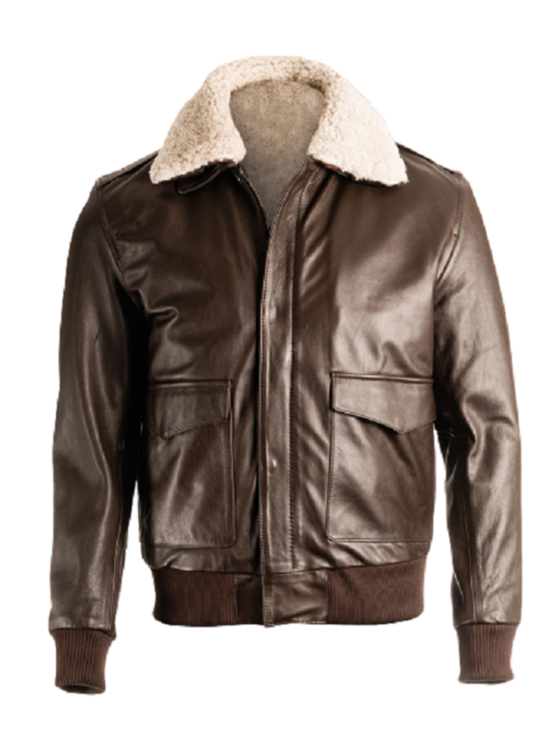 men's brown pilot shearling jacket