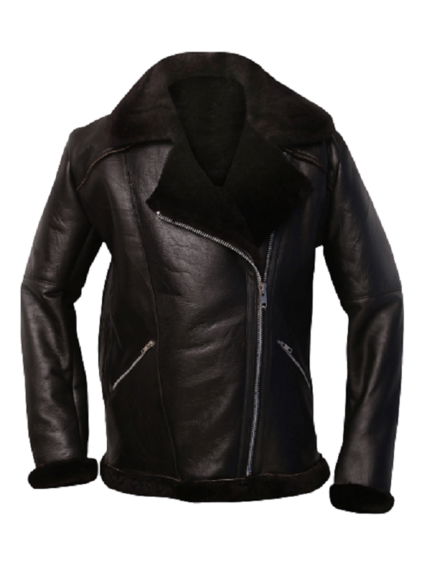 men's dark brown shearling aviator jacket
