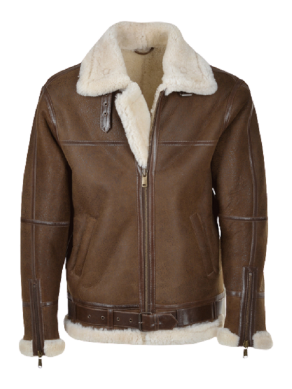 Men's Umber Brown Shearling Leather Jacket