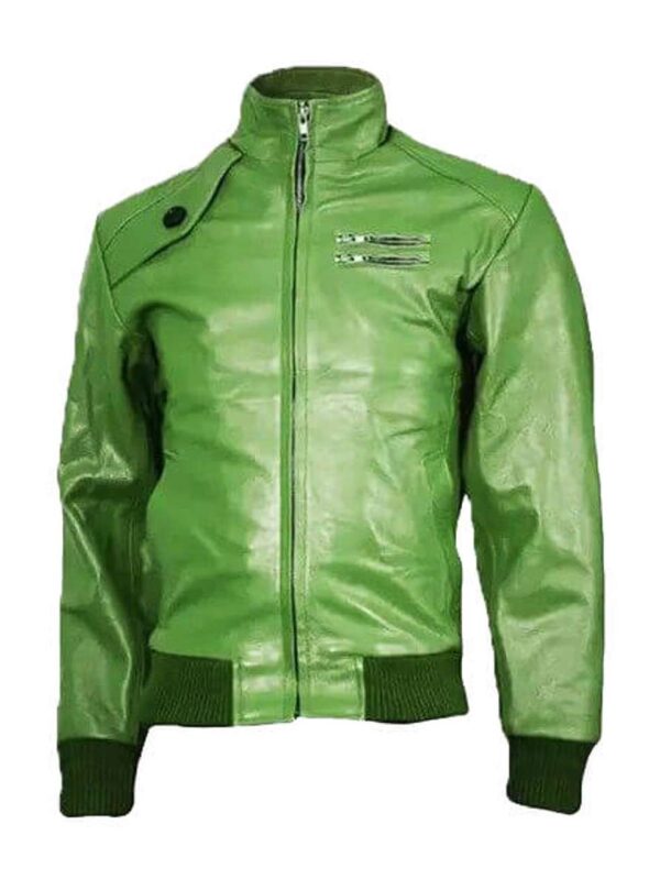 Men's Green Bomber Leather Jacket