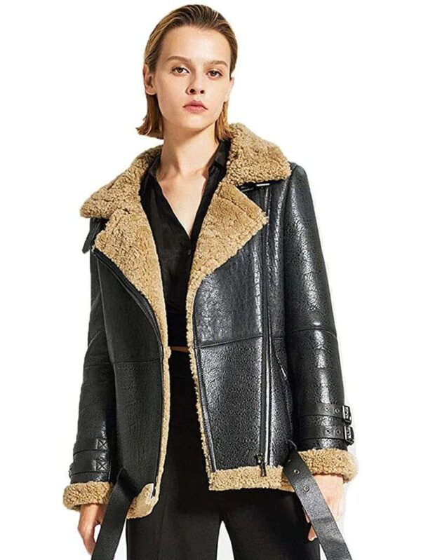 womens sheepskin bomber jacket