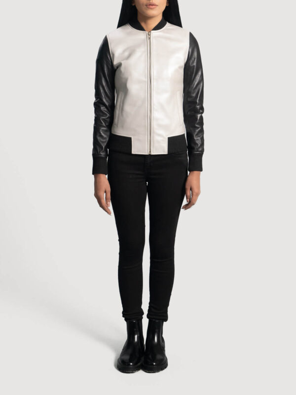 womens black & white bomber jacket