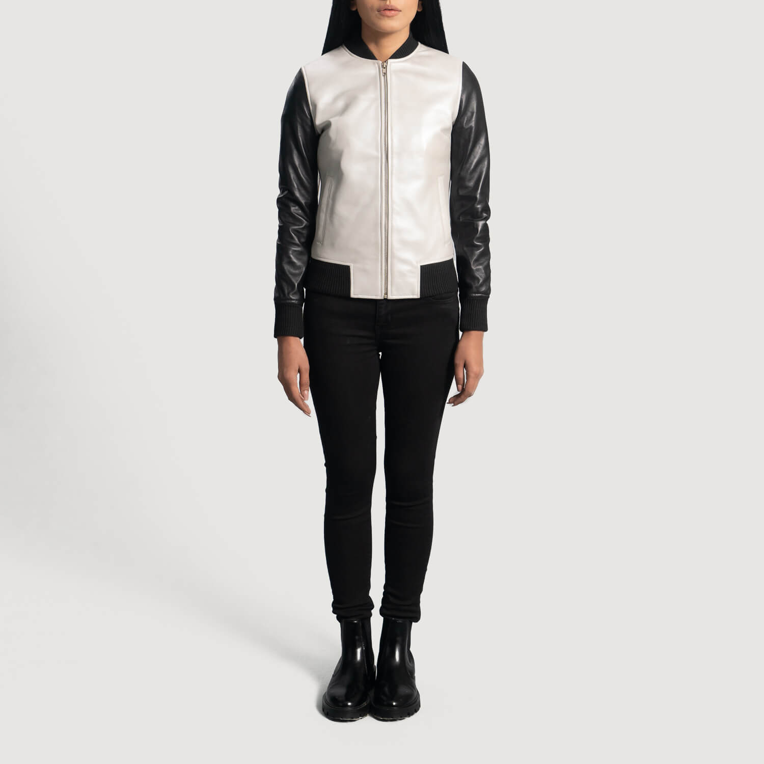 Cole Silver Leather Bomber Jacket - Top Celeb Style