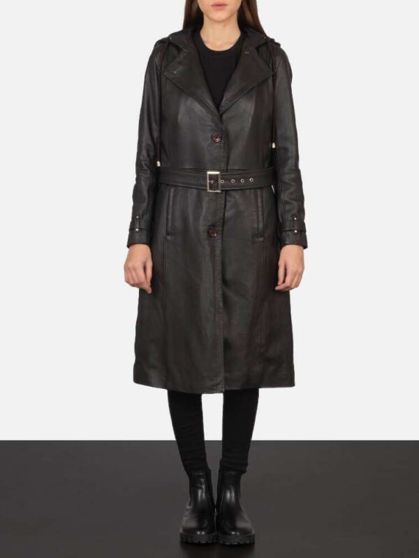 womens black trench coat, black leather trench coat for womens