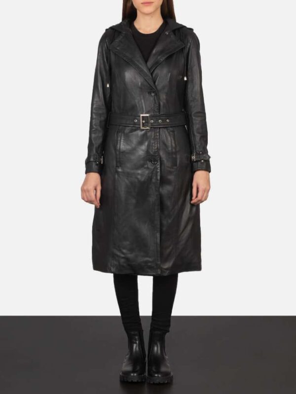 womens black trench coat, black leather trench coat for womens