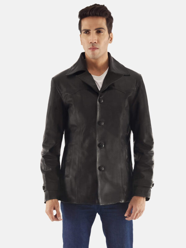 Men's Leo Black Leather Coat