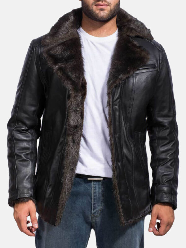 Men's Furcliff Black Leather Coat