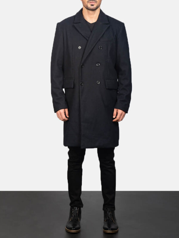 Men's Claud Black Wool Double Breasted Coat