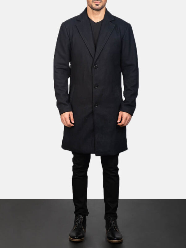 Men's Petrillo Black Wool Single Breasted Coat