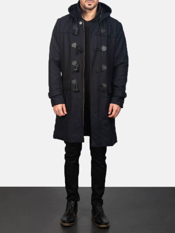 Men's Drake Black Wool Duffle Coat