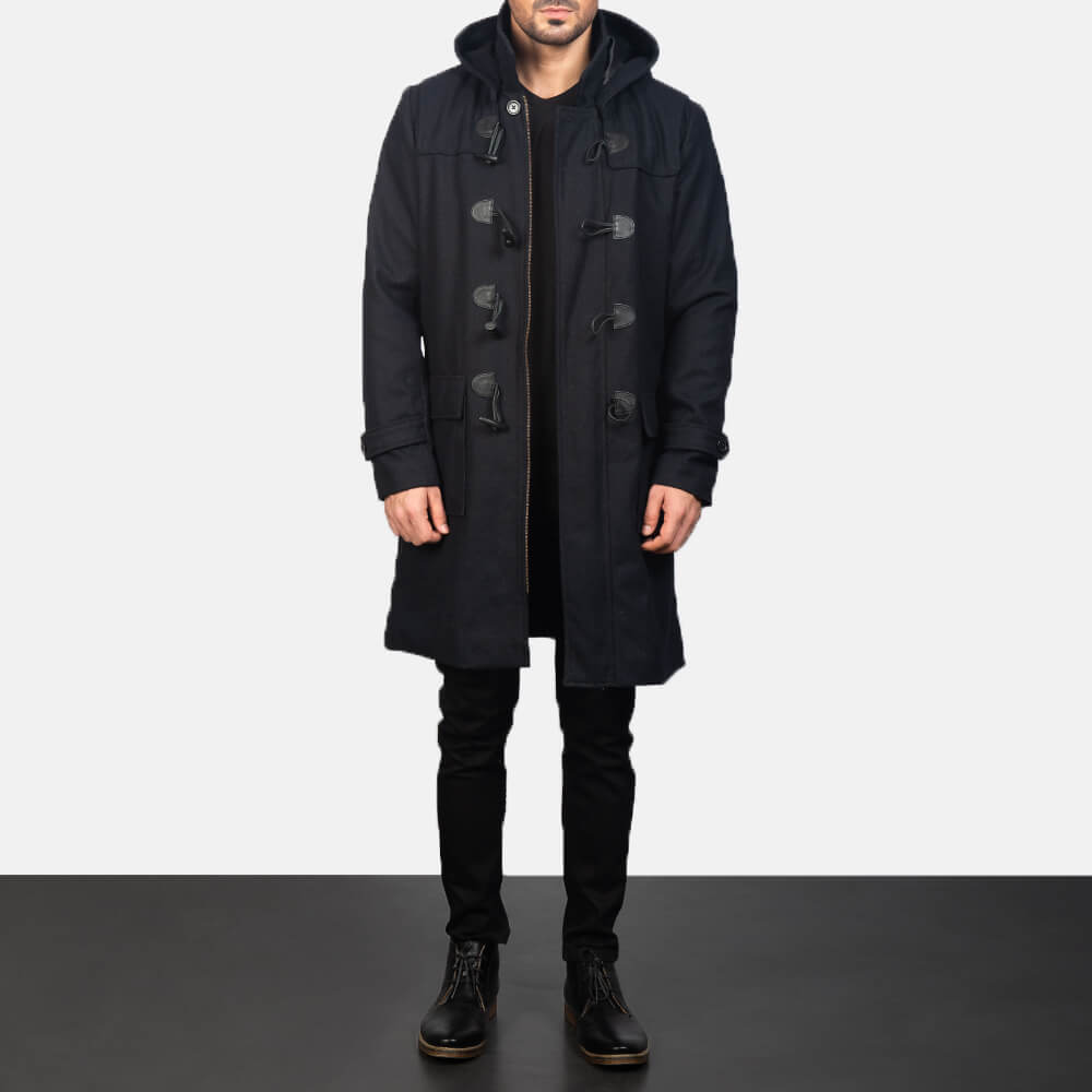 Men's Drake Black Wool Duffle Coat