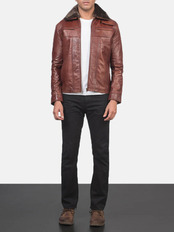 Men's Evan Hart Fur Brown Leather Jacket