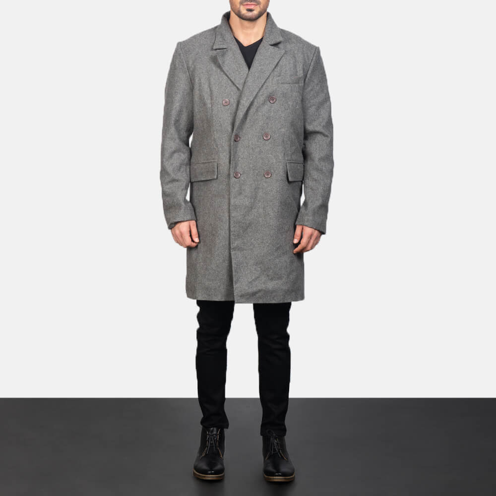 Men's Claud Grey Wool Double Breasted Coat