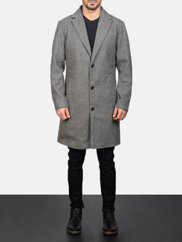 Men's Petrillo Grey Wool Single Breasted Coat