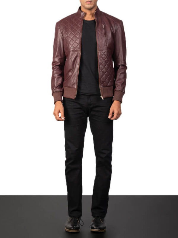 Men's Moda Maroon Leather Bomber Jacket