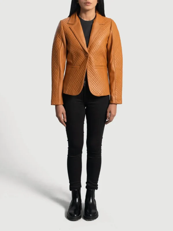 Cora Quilted Brown Leather Blazer