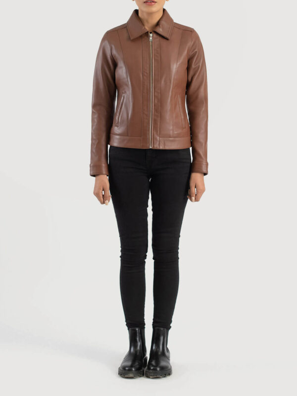 Vixen Brown Classic Collar Leather Jacket