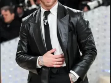 Nick Jonas Met Gala 2023 Leather Black Blazer