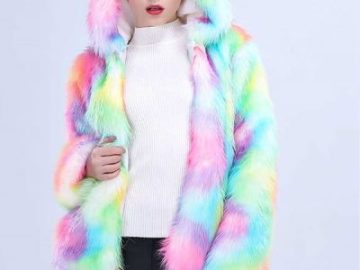 colorful faux fur coat