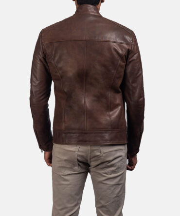 Dean Brown Leather Biker Jacket