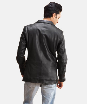 Alyson Mens Black Leather Blazer