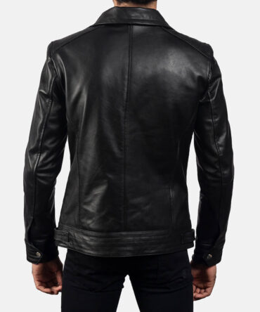 Legacy Black Leather Biker Jacket Mens