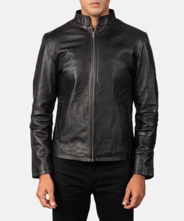 Alex Mens Black Leather Biker Jacket