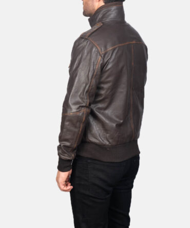 Brown Leather Bomber Jacket Mens