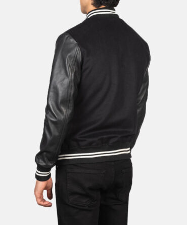 Vaxton Black Striped Hybrid Varsity Jacket