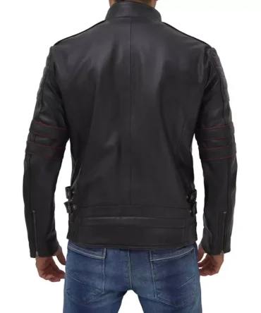 Men's Black Cafe Racer Leather Jacket