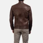 Dean Brown Leather Biker Jacket - Image 2