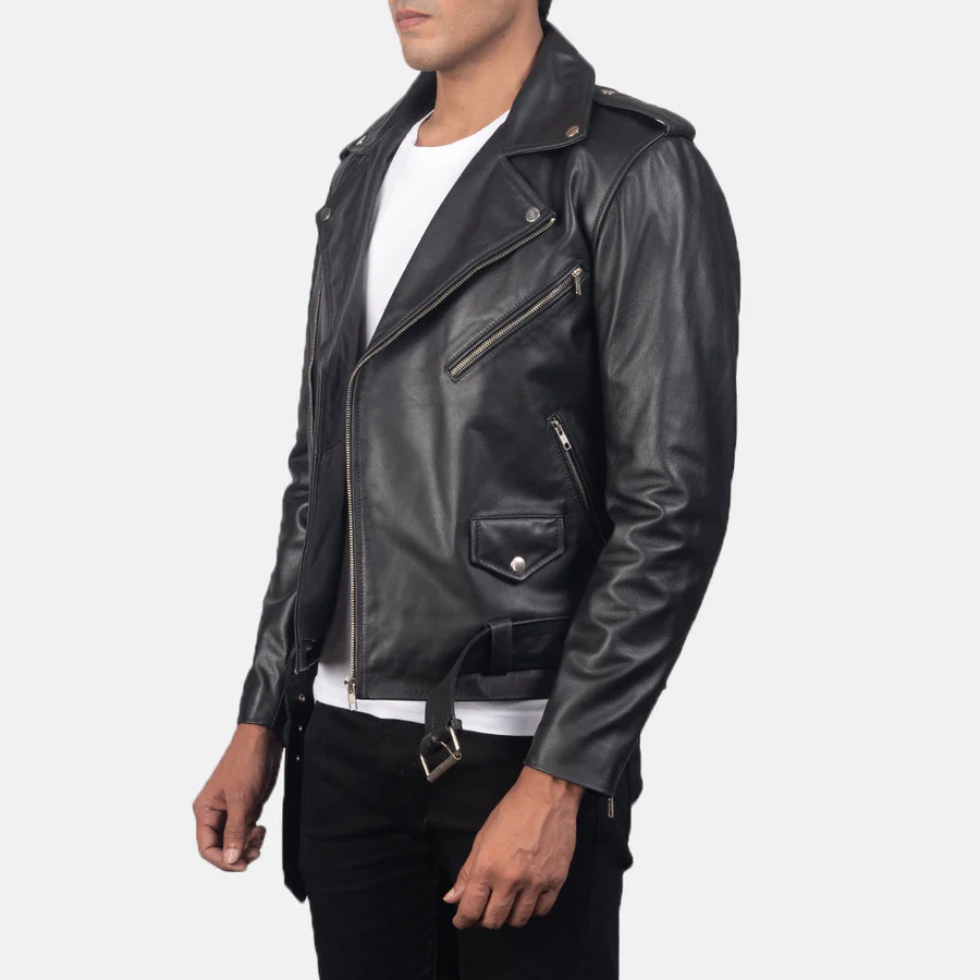 Men Allaric Alley Black Biker Leather Jacket