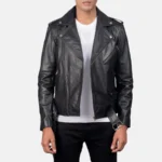 Men Allaric Alley Black Biker Leather Jacket