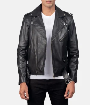Men Allaric Alley Black Biker Leather Jacket