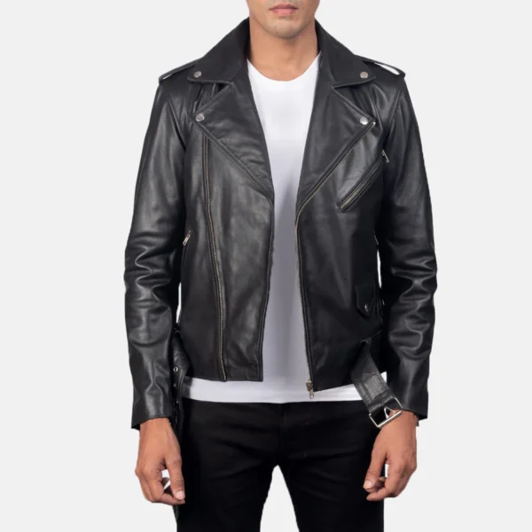 Men Allaric Alley Black Biker Leather Jacket