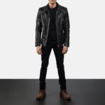 Men Legacy Black Leather Biker Jacket - Image 4